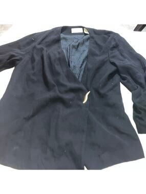 Elisabeth Liz Claiborne Vintage Black Blazer Plus Size 20 Bronze Detail Classy